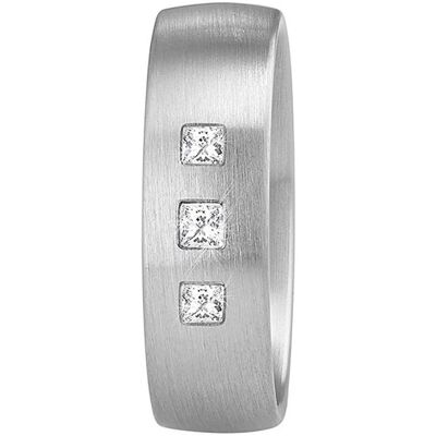 Xen, Ring, Bandring mattiert mit 3 Brillanten 0,09 ct. TW/VS, (55) Xen, Ring, Bandring mattiert mit 3 Brillanten 0,09 ct. TW/VS, (55)