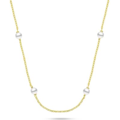 Brilio, Halsschmuck, Silver - Fine Gold Plated Majorica Pearl Necklace NCL141Y, (Majorica Perle) Brilio, Halsschmuck, Silver - Fine Gold Plated Majorica Pearl Necklace NCL141Y, (Majorica Perle)