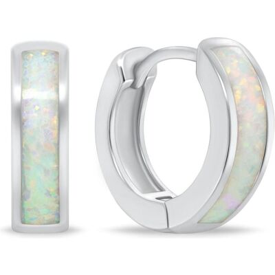 Brilio, Ohrringe, Silberne Reif-Ohrringe mit weissem Opal EA1047W, (925 Silber) Brilio, Ohrringe, Silberne Reif-Ohrringe mit weissem Opal EA1047W, (925 Silber)
