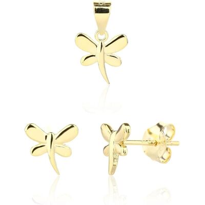 JVD, Schmuck Set, Playful gold-plated jewelry set Dragonflies SVLS0123SJ6GO00 (pendant. earrings), Gold JVD, Schmuck Set, Playful gold-plated jewelry set Dragonflies SVLS0123SJ6GO00 (pendant. earrings), Gold