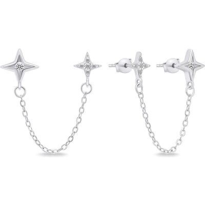 Brilio, Ohrringe, Silver - Stylish silver earrings with a chain EA717W, (Silber) Brilio, Ohrringe, Silver - Stylish silver earrings with a chain EA717W, (Silber)