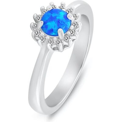 Brilio, Ring, Silver - Silver ring withue synthetic opal and zircons RI110WB - Circuit: 48 mm, (48) Brilio, Ring, Silver - Silver ring withue synthetic opal and zircons RI110WB - Circuit: 48 mm, (48)