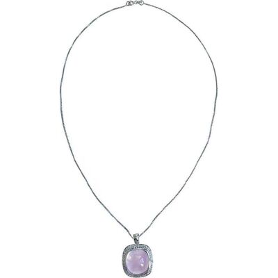 Xen, Halsschmuck, Anhänger mit Kette Rosenquarz Cushion-Cabochon 45 cm 925 Silber, (925 Sterling Silber, 45 cm) Xen, Halsschmuck, Anhänger mit Kette Rosenquarz Cushion-Cabochon 45 cm 925 Silber, (925 Sterling Silber, 45 cm)