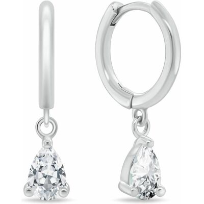 Brilio, Ohrringe, Silver - Silver hoop earrings with dangling zirconia EA1189W, (Silber) Brilio, Ohrringe, Silver - Silver hoop earrings with dangling zirconia EA1189W, (Silber)