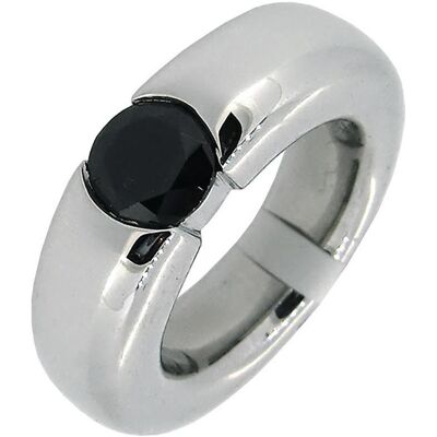 Gooix, Ring, Ring mit Zirkonia schwarz, (52, 925 Silber) Gooix, Ring, Ring mit Zirkonia schwarz, (52, 925 Silber)