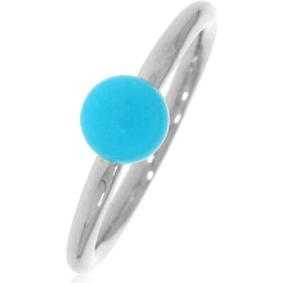 Xen, Ring, Ring mit 6 mm Türkis Halbcabochon ca. 0,75 ct. rhodiniert, (58) Xen, Ring, Ring mit 6 mm Türkis Halbcabochon ca. 0,75 ct. rhodiniert, (58)