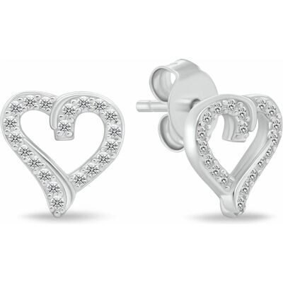Brilio, Ohrringe, Silver - Gentle silver heart earrings with zircons EA100W, (Silber) Brilio, Ohrringe, Silver - Gentle silver heart earrings with zircons EA100W, (Silber)