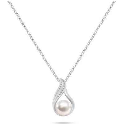 Brilio, Halsschmuck, Silver necklace with zircons and real pearl NCL219W, (Silber) Brilio, Halsschmuck, Silver necklace with zircons and real pearl NCL219W, (Silber)