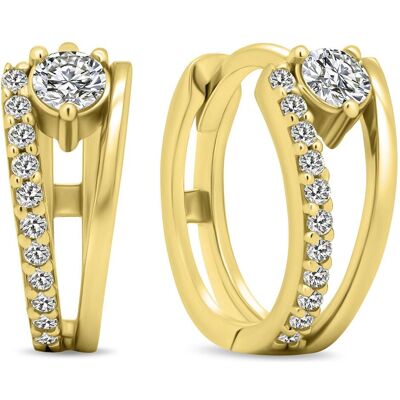 Brilio, Ohrringe, Silver - Dazzling round gold-plated earrings with zircons EA503Y, (Silber) Brilio, Ohrringe, Silver - Dazzling round gold-plated earrings with zircons EA503Y, (Silber)