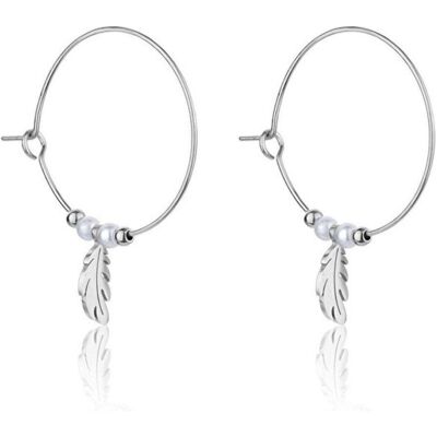 Emily Westwood, Ohrringe, Steel hoop earrings with pearls Ruth EWE23064S, (Stahl) Emily Westwood, Ohrringe, Steel hoop earrings with pearls Ruth EWE23064S, (Stahl)