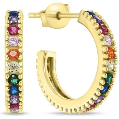 Brilio, Ohrringe, Silver - Circle gold-plated earrings with colored zircons EA792Y, (Silber) Brilio, Ohrringe, Silver - Circle gold-plated earrings with colored zircons EA792Y, (Silber)