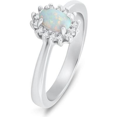 Brilio, Ring, Silver - Elegant silver ring with opal and zircons RI106W - Circuit: 56 mm, (56) Brilio, Ring, Silver - Elegant silver ring with opal and zircons RI106W - Circuit: 56 mm, (56)