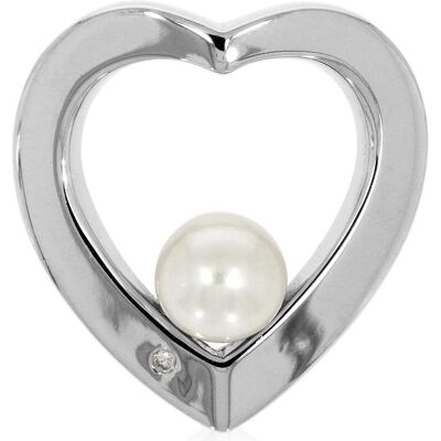 Xen, Ring, Herz-Anhänger mit Diamant 0,02 ct. und Süsswasserzuchtperle, (One Size, 925 Silber) Xen, Ring, Herz-Anhänger mit Diamant 0,02 ct. und Süsswasserzuchtperle, (One Size, 925 Silber)