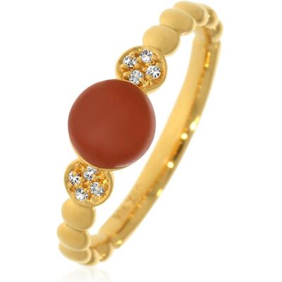 Xen, Ring, Ring mit Choco Mondstein und Weisstopase ca. 0,95 ct. gelbvergoldet, (54) Xen, Ring, Ring mit Choco Mondstein und Weisstopase ca. 0,95 ct. gelbvergoldet, (54)