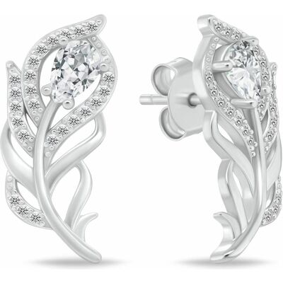 Brilio, Ohrringe, Silver - Dazzling silver earrings Feathers with zircons EA1202W, (Silber) Brilio, Ohrringe, Silver - Dazzling silver earrings Feathers with zircons EA1202W, (Silber)