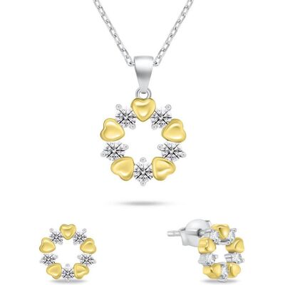 Brilio, Schmuck Set, Silver - Delicate bicolor jewelry set with zircons SET239WY (earrings. necklace), Weiss, Silber, (Silber) Brilio, Schmuck Set, Silver - Delicate bicolor jewelry set with zircons SET239WY (earrings. necklace), Weiss, Silber, (Silber)