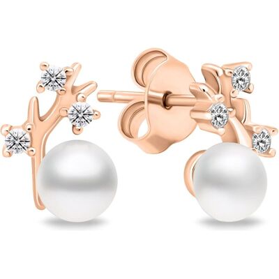 Brilio, Ohrringe, Silver - Unique bronze earrings with real pearls EA622R, (Bronze) Brilio, Ohrringe, Silver - Unique bronze earrings with real pearls EA622R, (Bronze)