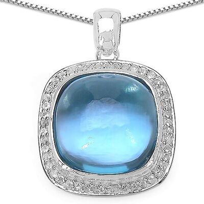 Xen, Halsschmuck, Anhänger mit Kette Blautopas Cushion-Cabochon 45 cm 925 Silber, (925 Sterling Silber, 45 cm) Xen, Halsschmuck, Anhänger mit Kette Blautopas Cushion-Cabochon 45 cm 925 Silber, (925 Sterling Silber, 45 cm)