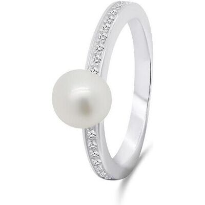 Brilio, Ring, Silver - Elegant silver ring with real pearl RI055W - Circuit: 52 mm, (52) Brilio, Ring, Silver - Elegant silver ring with real pearl RI055W - Circuit: 52 mm, (52)