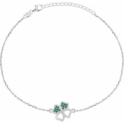 Brilio, Armschmuck, Silver - Silver bracelet Four-leaf clover with green zircons BRC69WG, (Silber) Brilio, Armschmuck, Silver - Silver bracelet Four-leaf clover with green zircons BRC69WG, (Silber)