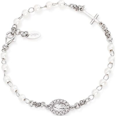 Amen, Armschmuck, Original silver bracelet with pearls and zircons Rosary BROBBZ-M3 (L), (18 cm, 925 Silber) Amen, Armschmuck, Original silver bracelet with pearls and zircons Rosary BROBBZ-M3 (L), (18 cm, 925 Silber)