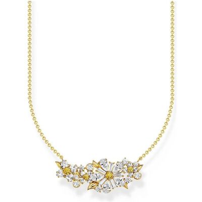 Thomas Sabo, Halsschmuck, Halskette Blume Lovely Daisy mit Steinen vergoldet, (Sterling Silber 925, 40 - 45 cm) Thomas Sabo, Halsschmuck, Halskette Blume Lovely Daisy mit Steinen vergoldet, (Sterling Silber 925, 40 - 45 cm)