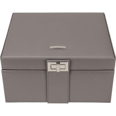 Windrose, Uhrenbox + Schmuckaufbewahrung, Marvella Schmuckkasten 21 cm, Grau Windrose, Uhrenbox + Schmuckaufbewahrung, Marvella Schmuckkasten 21 cm, Grau