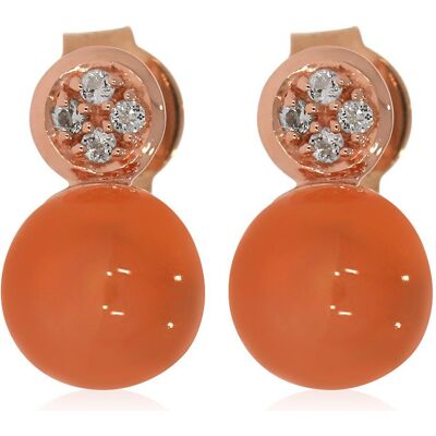 Xen, Ohrringe, Ohrstecker mit Peach Mondstein und Weisstopas ca. 3,77 ct. rosèvergoldet, (925 Sterling Silber) Xen, Ohrringe, Ohrstecker mit Peach Mondstein und Weisstopas ca. 3,77 ct. rosèvergoldet, (925 Sterling Silber)
