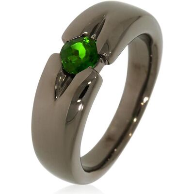 Xen, Ring, Ring mit 5 mm Chromdiopsid ca. 0,50 ct. Black Rhodium, (52) Xen, Ring, Ring mit 5 mm Chromdiopsid ca. 0,50 ct. Black Rhodium, (52)