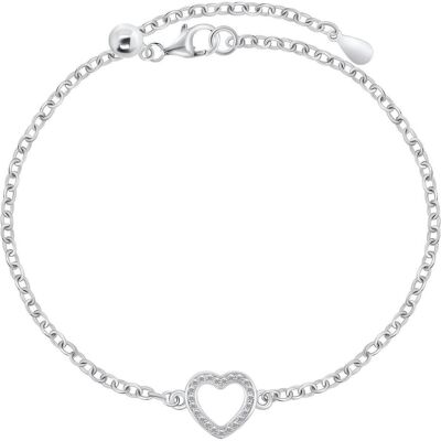 Brilio, Armschmuck, Silver - Charming silver bracelet Heart with zircons BRC80W, (Zirkonia) Brilio, Armschmuck, Silver - Charming silver bracelet Heart with zircons BRC80W, (Zirkonia)