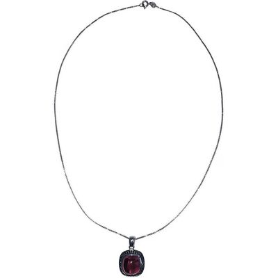 Xen, Halsschmuck, Anhänger mit Kette Granat Cushion-Cabochon 45 cm 925 Silber, (925 Sterling Silber, 45 cm) Xen, Halsschmuck, Anhänger mit Kette Granat Cushion-Cabochon 45 cm 925 Silber, (925 Sterling Silber, 45 cm)