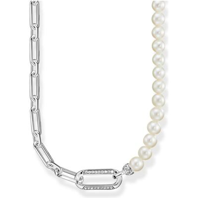 Thomas Sabo, Halsschmuck, Halskette Glieder und Perlen Silber, (925 Sterling Silber, 40 cm) Thomas Sabo, Halsschmuck, Halskette Glieder und Perlen Silber, (925 Sterling Silber, 40 cm)