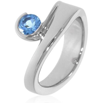 Xen, Ring, Ring mit 5 mm Blautopas ca. 0,54 ct. rhodiniert, (52, 925 Silber) Xen, Ring, Ring mit 5 mm Blautopas ca. 0,54 ct. rhodiniert, (52, 925 Silber)
