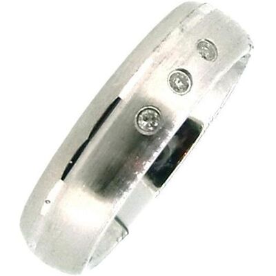 Gooix, Ring, Bandring mit 3 Brillanten mattiert/poliert, (48, 925 Silber) Gooix, Ring, Bandring mit 3 Brillanten mattiert/poliert, (48, 925 Silber)
