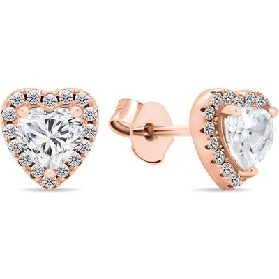 Brilio, Ohrringe, Silver - Romantic bronze earrings with zircons Heart EA574R, (Silber) Brilio, Ohrringe, Silver - Romantic bronze earrings with zircons Heart EA574R, (Silber)