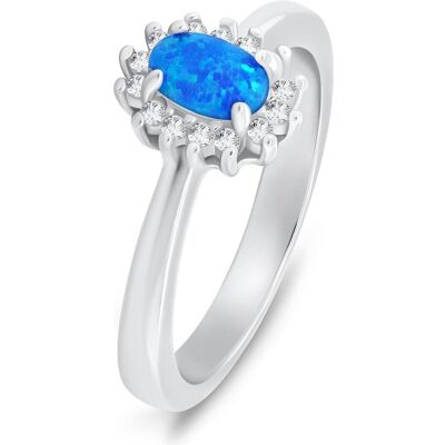 Brilio, Ring, Silver - Elegant silver ring with opal and zircons RI106WB - Circuit: 52 mm, (52) Brilio, Ring, Silver - Elegant silver ring with opal and zircons RI106WB - Circuit: 52 mm, (52)