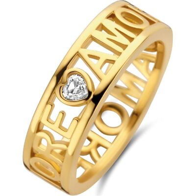 Ti Sento Milano, Ring, Ring Amore mit Zirkonia vergoldet 12227ZY, (56, 925 Silber) Ti Sento Milano, Ring, Ring Amore mit Zirkonia vergoldet 12227ZY, (56, 925 Silber)