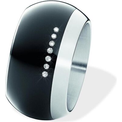 Xen, Ring, Bandring gewölbt mit 7 Brillanten 0,035 ct. und Keramik schwarz 13 mm, (49) Xen, Ring, Bandring gewölbt mit 7 Brillanten 0,035 ct. und Keramik schwarz 13 mm, (49)