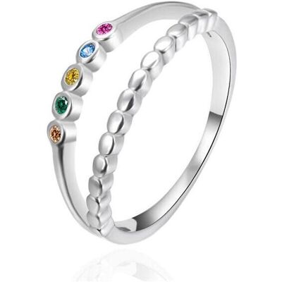 Agato, Ring, - Double silver ring with colored zircons AGT-R48C - Circuit: 58 mm, (58) Agato, Ring, - Double silver ring with colored zircons AGT-R48C - Circuit: 58 mm, (58)