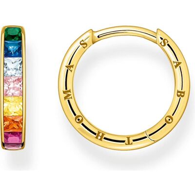 Thomas Sabo, Ohrringe, Creolen Bunte Steine Pavé Gold- CR668-996-7, (925er Silber) Thomas Sabo, Ohrringe, Creolen Bunte Steine Pavé Gold- CR668-996-7, (925er Silber)