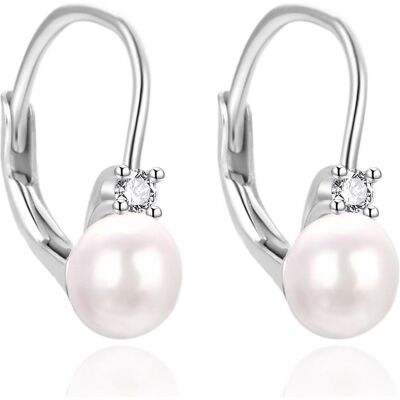 Agato, Ohrringe, - AGT-E115LW-P Girl Ìs Silver Earrings with Genuine Pearl, (Silber) Agato, Ohrringe, - AGT-E115LW-P Girl Ìs Silver Earrings with Genuine Pearl, (Silber)