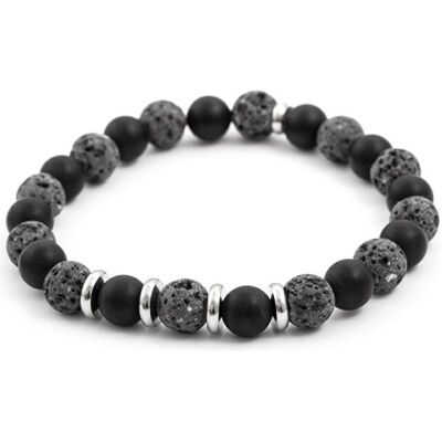 Beneto, Armschmuck, Bead bracelet made of agate and lava stone MINK58 - Length: 19 cm (L), (19 cm) Beneto, Armschmuck, Bead bracelet made of agate and lava stone MINK58 - Length: 19 cm (L), (19 cm)