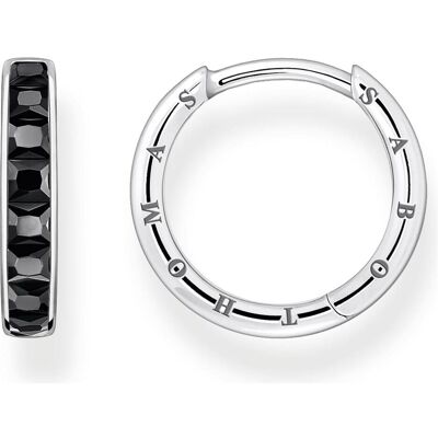 Thomas Sabo, Ohrringe, Creolen schwarze Steine pavé silber, (925 Sterling Silber) Thomas Sabo, Ohrringe, Creolen schwarze Steine pavé silber, (925 Sterling Silber)