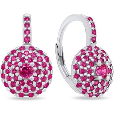 Brilio, Ohrringe, Silver - Stunning silver earrings with fuchsia zircons EA13, (Silber) Brilio, Ohrringe, Silver - Stunning silver earrings with fuchsia zircons EA13, (Silber)