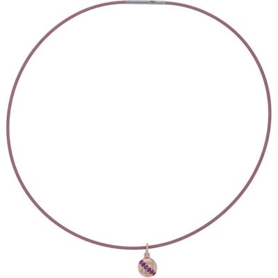 Xen, Halsschmuck, Omegareif rosa 2 mm mit Anhänger Amethyst, (Edelstahl, 45 cm) Xen, Halsschmuck, Omegareif rosa 2 mm mit Anhänger Amethyst, (Edelstahl, 45 cm)