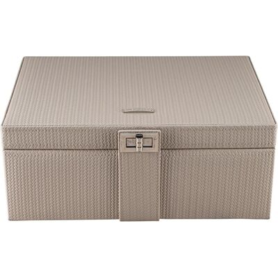 Windrose, Uhrenbox + Schmuckaufbewahrung, 803954.07 - Schmuckkoffer L mit Einsatz Corbello taupe, Grau Windrose, Uhrenbox + Schmuckaufbewahrung, 803954.07 - Schmuckkoffer L mit Einsatz Corbello taupe, Grau