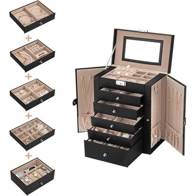 Songmics, Uhrenbox + Schmuckaufbewahrung, Bella, Schwarz Songmics, Uhrenbox + Schmuckaufbewahrung, Bella, Schwarz