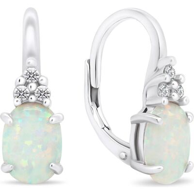 Brilio, Ohrringe, Silver - Silver earrings with zircons and synthetic opals EA374W Brilio, Ohrringe, Silver - Silver earrings with zircons and synthetic opals EA374W