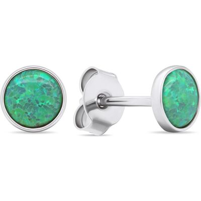 Brilio, Ohrringe, Silver - Silver stud earrings with green synthetic opals EA579WG Brilio, Ohrringe, Silver - Silver stud earrings with green synthetic opals EA579WG