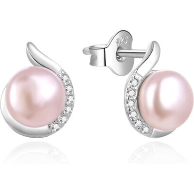 Agato, Ohrringe, - Elegant silver earrings with real pearl and zircons AGT-E219PW-PPI, (Silber) Agato, Ohrringe, - Elegant silver earrings with real pearl and zircons AGT-E219PW-PPI, (Silber)